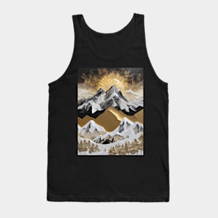 Golden Sunrise Over the Mountains - Abstract Landscape Art Tank Top